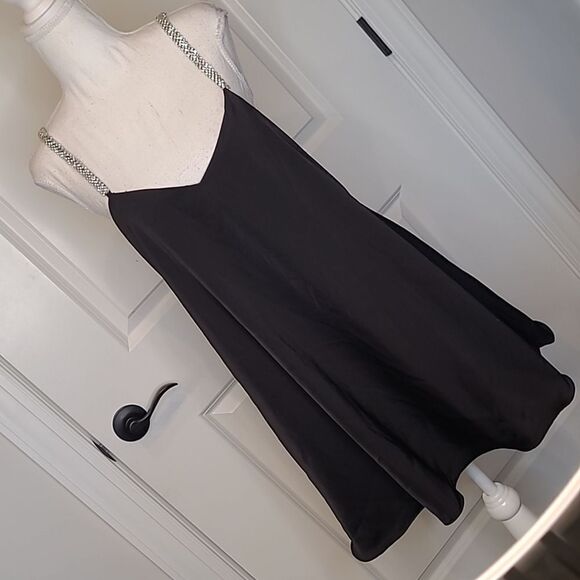 Nasty Gal Black Flowy Lined Dress with Rhinestones - Picture 1 of 8